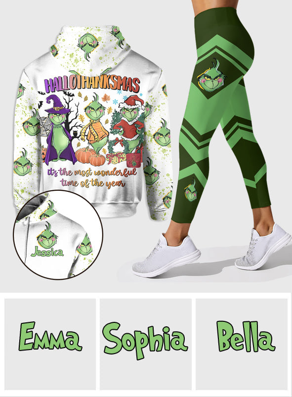 Personalized Grinch Hoodie and Leggings Set for Christmas Gift Hoodie & Leggings GradoCreations