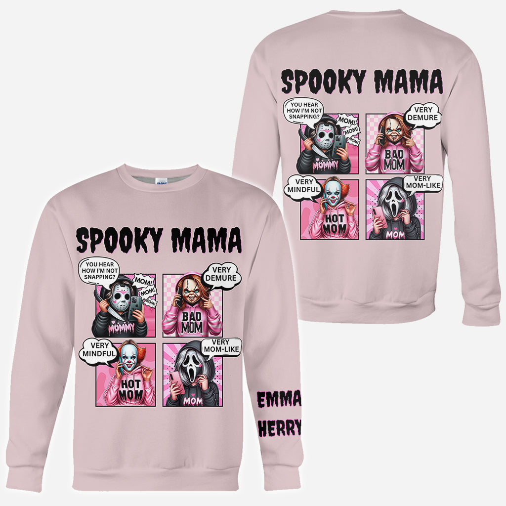 Personalized Spooky Mama All Over Shirt Custom Name Gift for Mom All Over Shirt GradoCreations