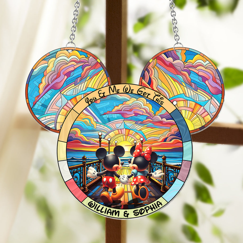 Personalized Mouse Hanging Suncatcher Ornament Custom Gift for Couples Window Hanging Suncatcher Ornament GradoCreations