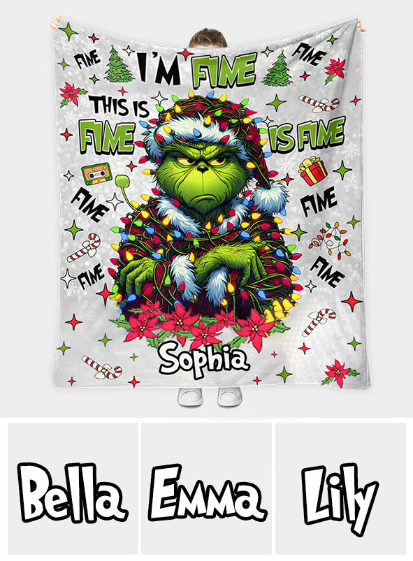 Personalized Grinch Christmas Blanket Custom Name Soft Gift Blanket GradoCreations