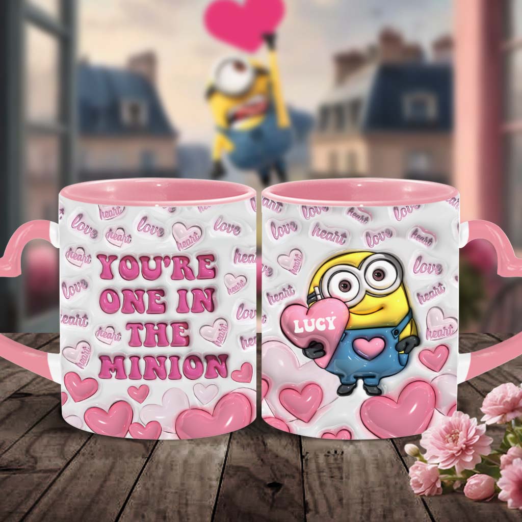 Personalized Heart Handle Mug Minion Design Custom Name Gift for Valentine’s Day Heart Handle Mug GradoCreations