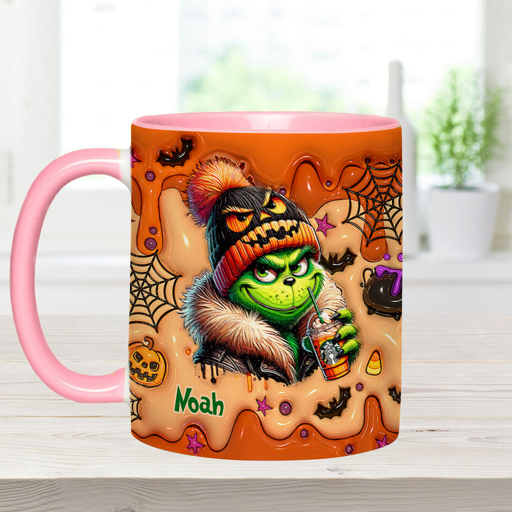 Personalized Halloween Grinch Accent Mug Custom Name Gift Accent Mug GradoCreations
