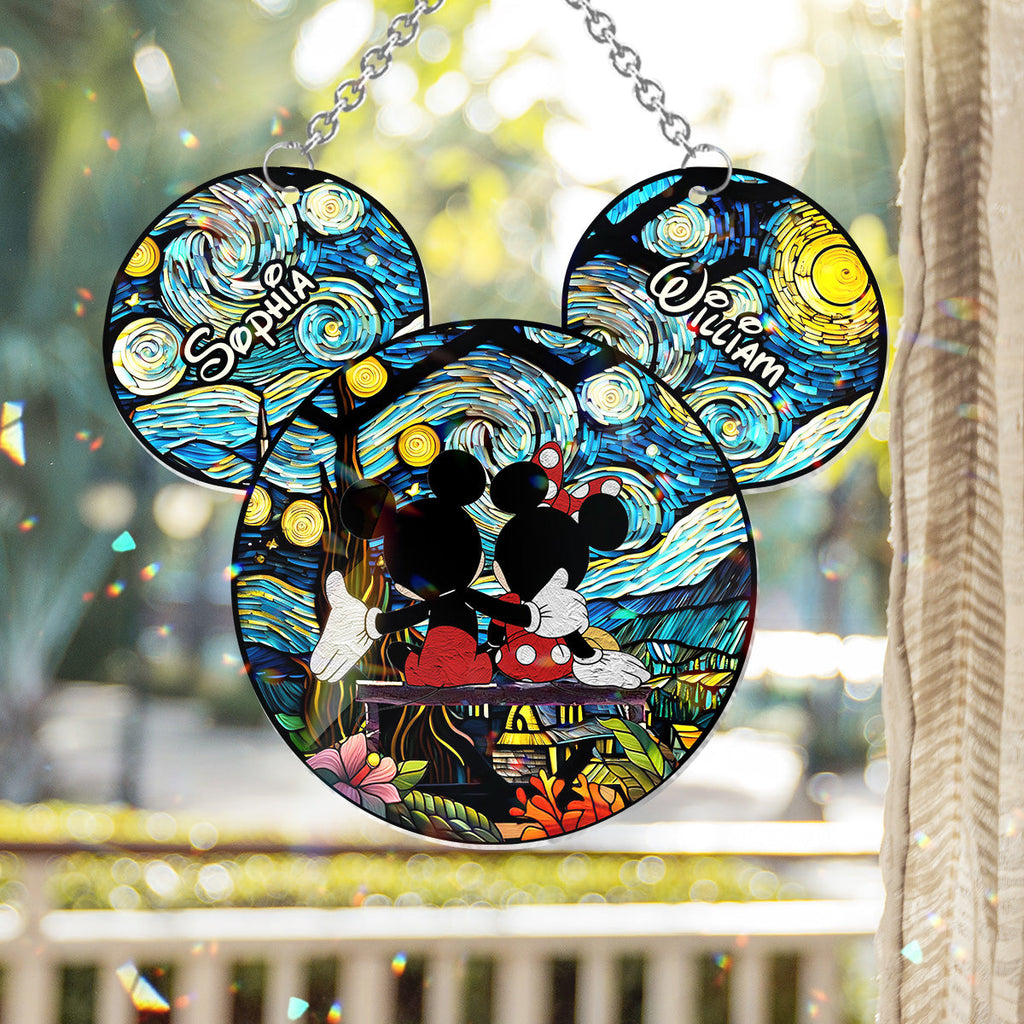 Personalized Mouse Couple Suncatcher Ornament for Animal Lovers Window Hanging Suncatcher Ornament GradoCreations