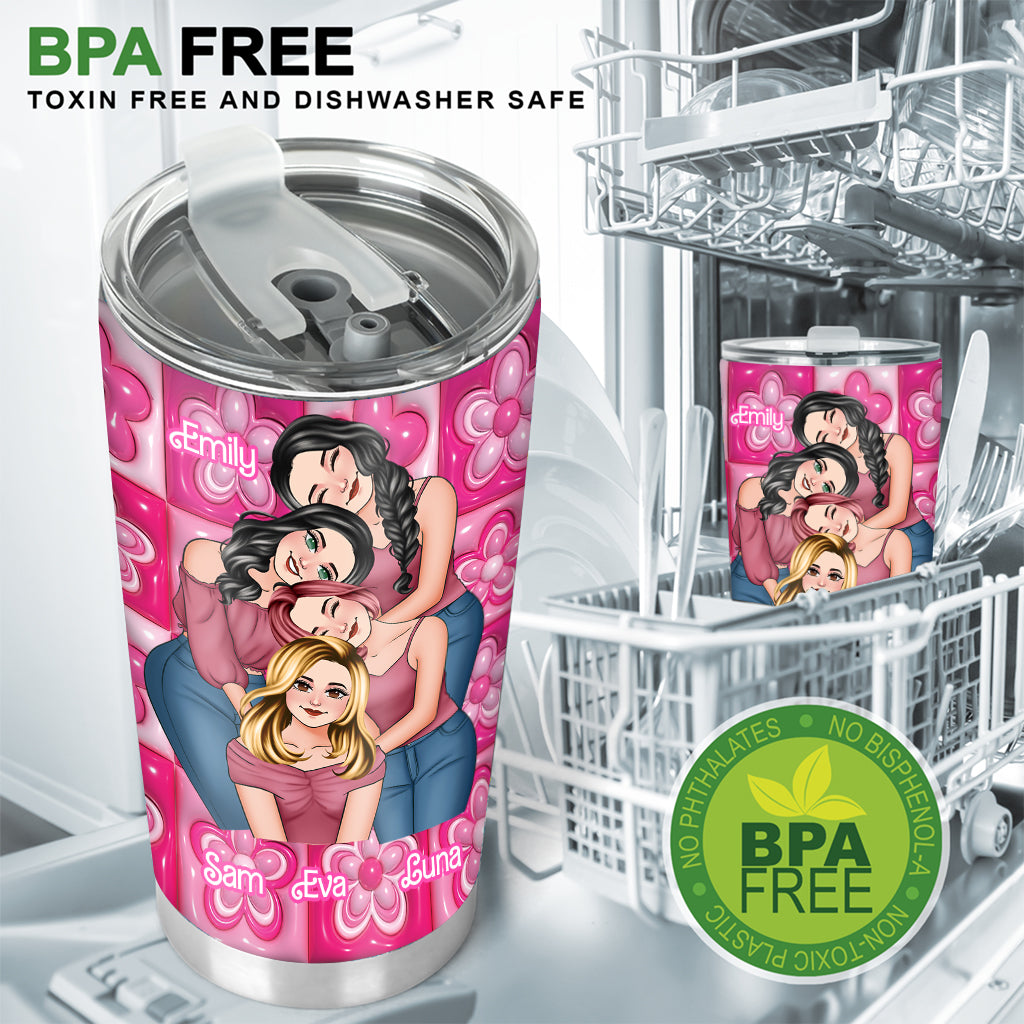 Personalized Best Friends Tumbler Pink Floral Design Gift Tumbler GradoCreations