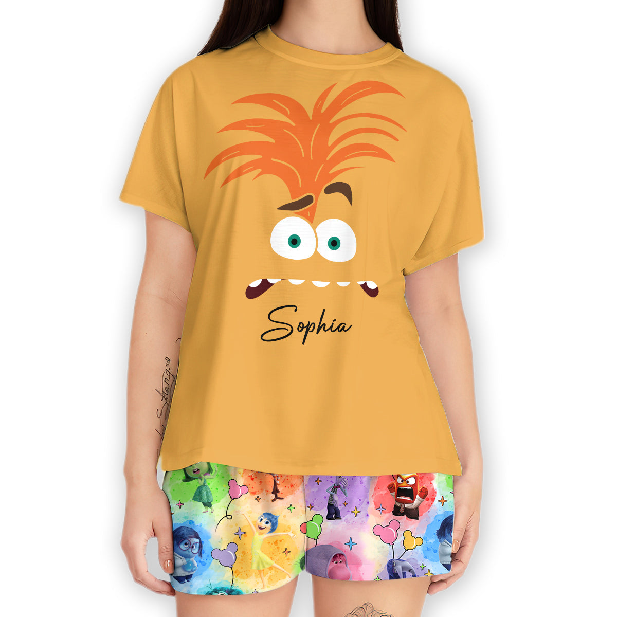 Personalized Inside Out All Over Shirt & Shorts Set for Kids All Over Shirt & Women Shorts GradoCreations