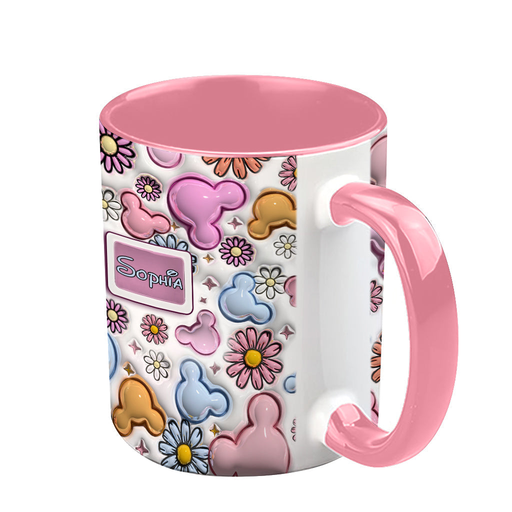 Personalized Disney Floral Accent Mug with Custom Name Gift for Mom Accent Mug GradoCreations
