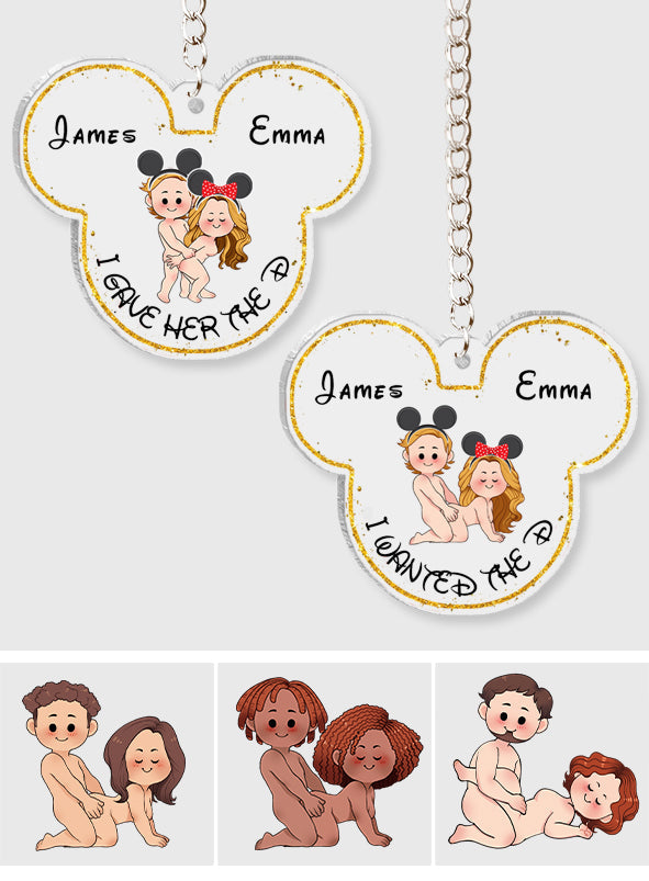 Personalized Acrylic Mouse Ears Keychain Custom Name Gift for Couple One-sided Keychain GradoCreations