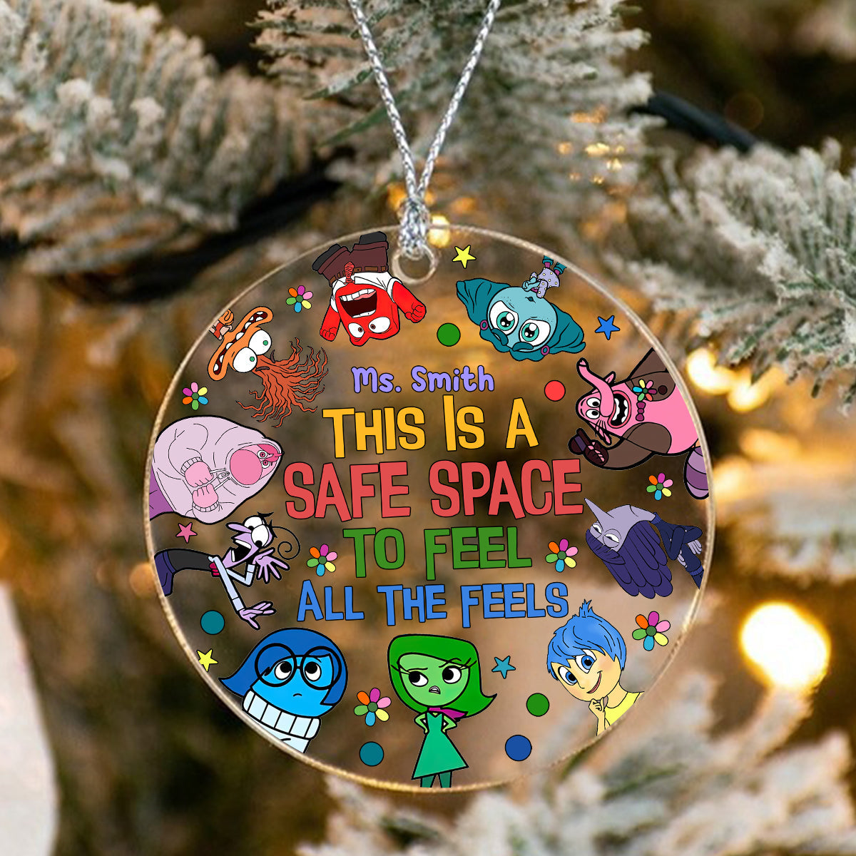 Personalized Transparent Christmas Ornament Safe Space Gift One-sided Circle Transparent Ornament GradoCreations