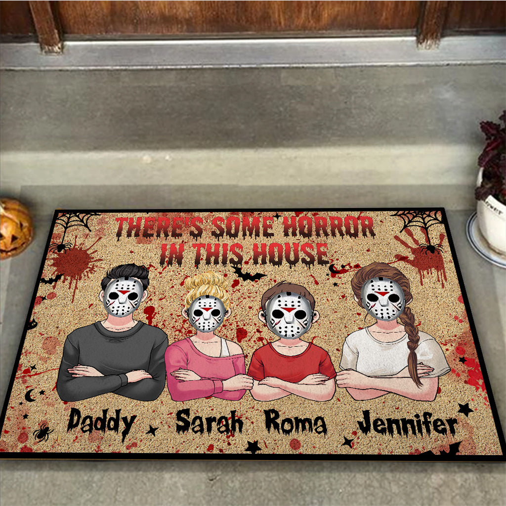 Personalized Halloween Horror Family Doormat Custom Name Gift Doormat GradoCreations