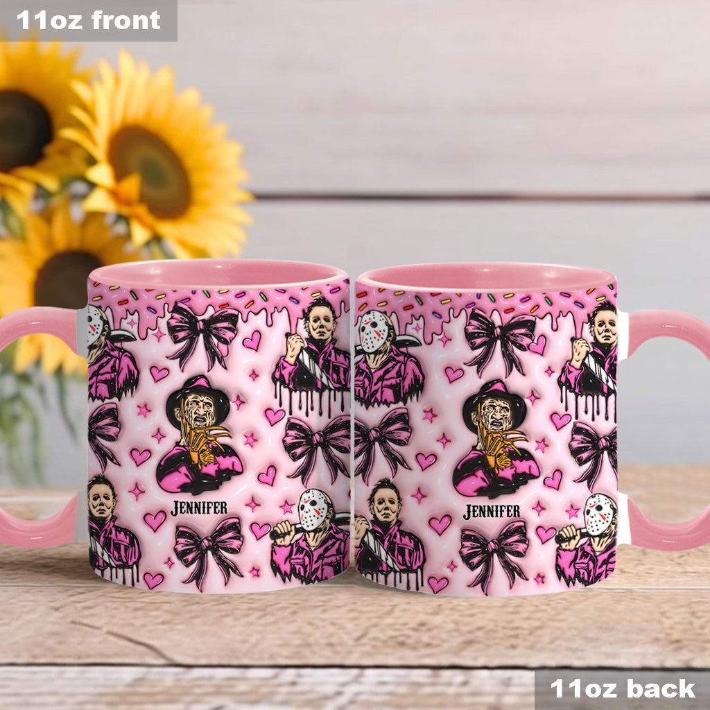 Personalized Pink Halloween Accent Mug with Custom Name Accent Mug GradoCreations