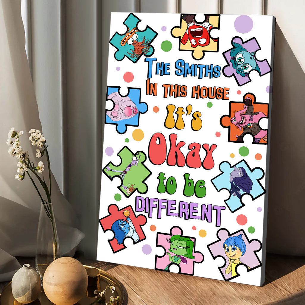 Personalized Puzzle Theme Canvas Print It's Okay to Be Different Canvas And Poster GradoCreations