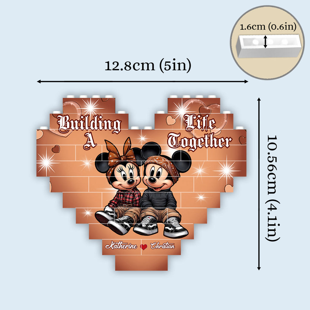 Personalized Heart Building Brick Blocks Custom Couple Gift for Wedding Anniversary Heart Building Brick Blocks GradoCreations
