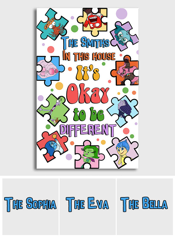 Personalized Puzzle Theme Canvas Print It's Okay to Be Different Canvas And Poster GradoCreations