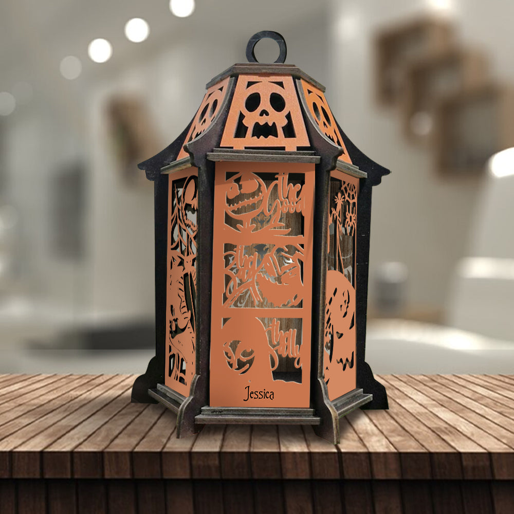 Personalized Wooden Laser Cut Lantern Halloween Decor Gift Laser Cut Lantern GradoCreations