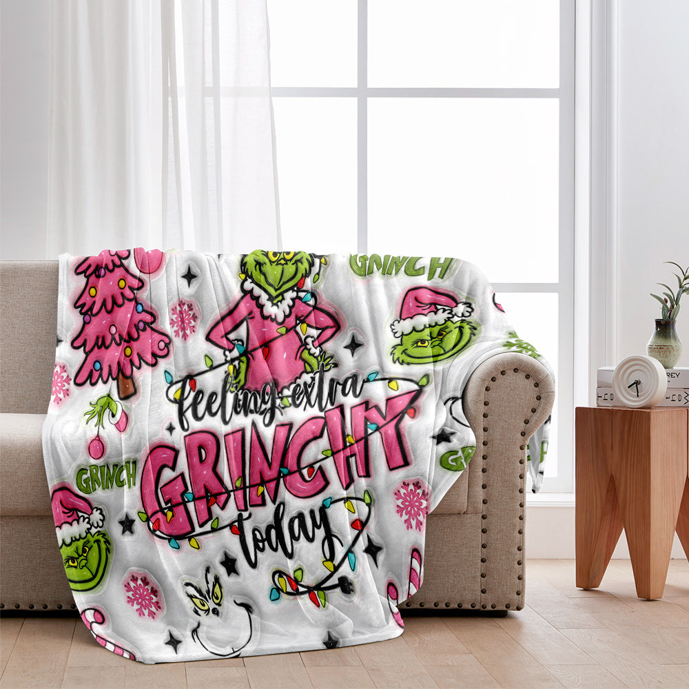 Personalized Grinchy Blanket Custom Name Christmas Gift Blanket GradoCreations