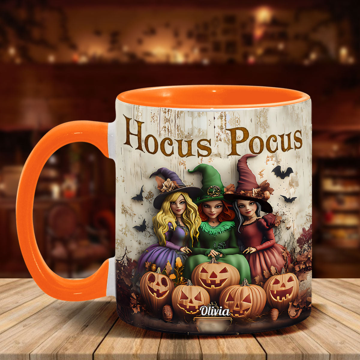 Personalized Hocus Pocus Witches Accent Mug Custom Name Gift Accent Mug GradoCreations