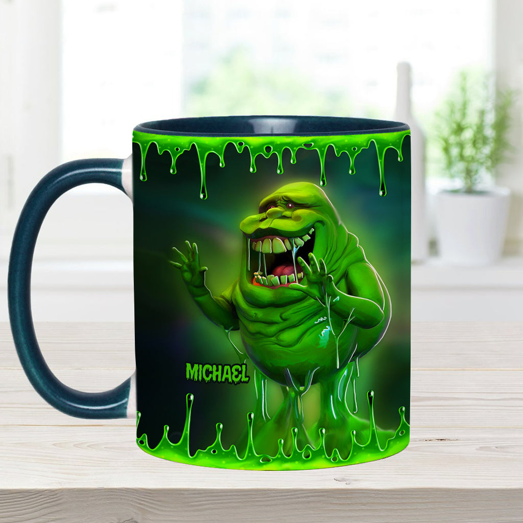 Personalized Green Ghost Accent Mug for Halloween & Birthdays Accent Mug GradoCreations