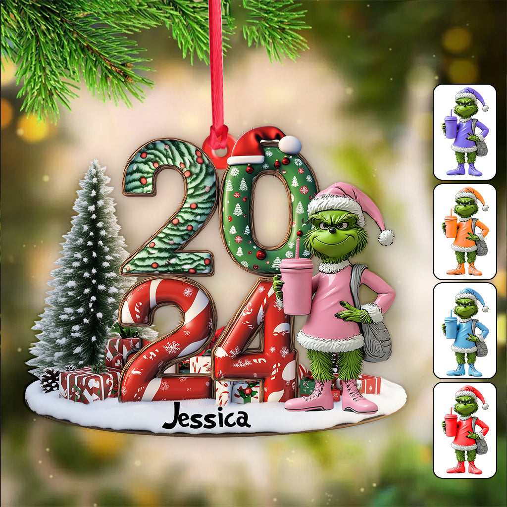 Personalized Grinch Christmas Ornament Custom Shaped Gift 2024 One-sided Custom Shaped Ornament GradoCreations