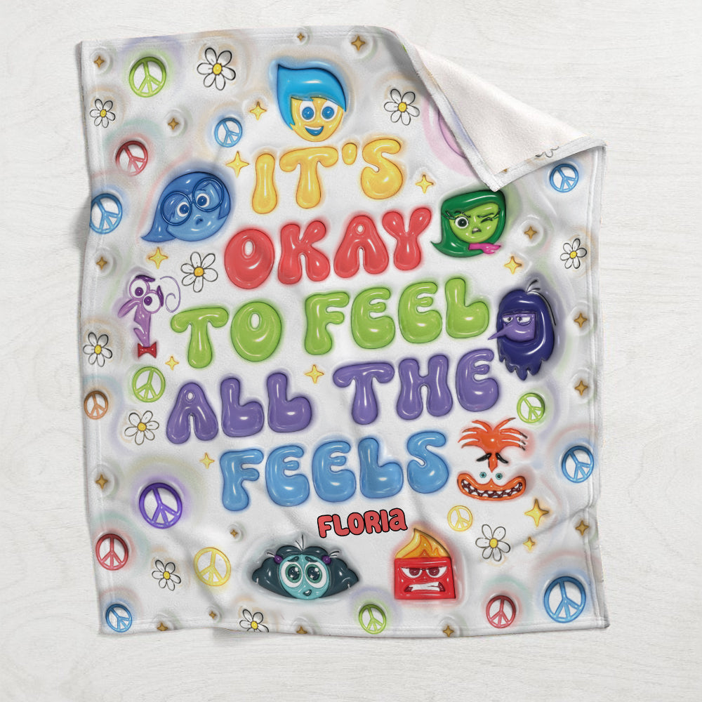 Personalized Flannel Blanket 'It's Okay To Feel All The Feels' Gift for Birthday Graduation Blanket GradoCreations