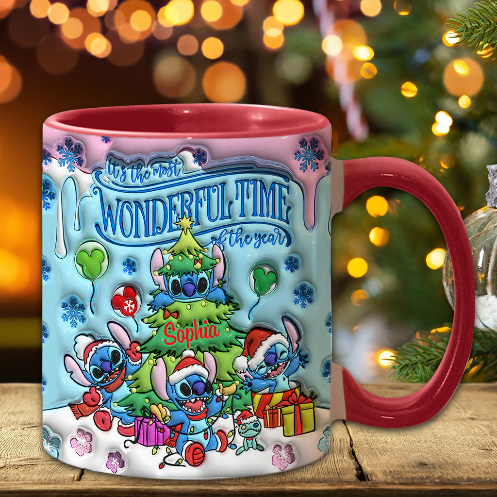 Personalized Merry Stitchmas Accent Mug Custom Name Gift for Christmas Accent Mug GradoCreations