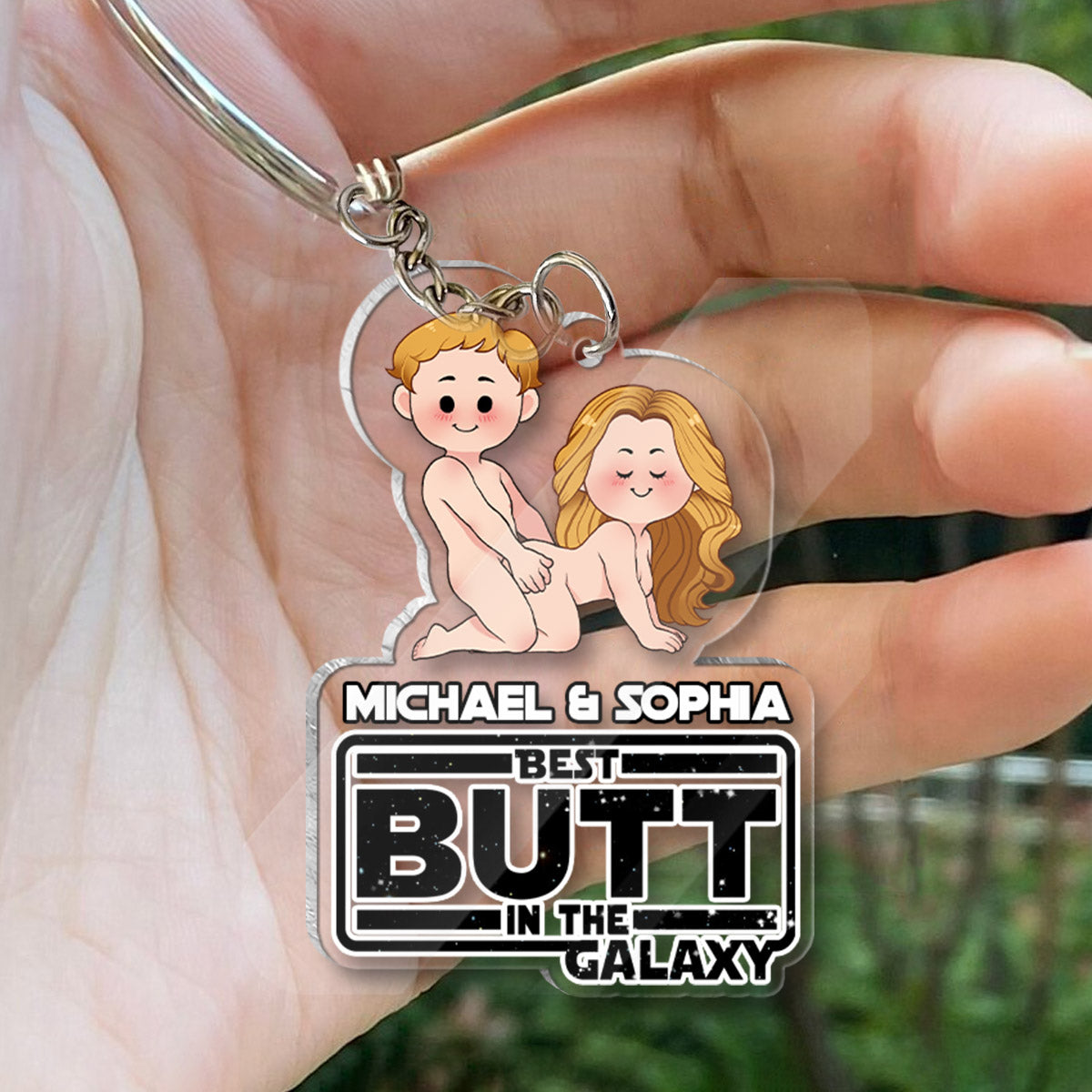 Personalized Transparent Acrylic Keychain Custom Name Gift for Couples One-sided Keychain GradoCreations