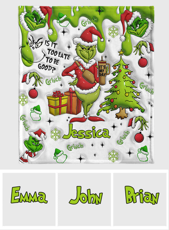 Personalized Grinchmas Blanket Soft Flannel Gift for Christmas Blanket GradoCreations
