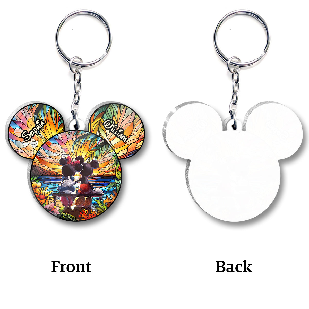 Personalized Acrylic Mouse Keychain Custom Names Gift for Couples One-sided Keychain GradoCreations