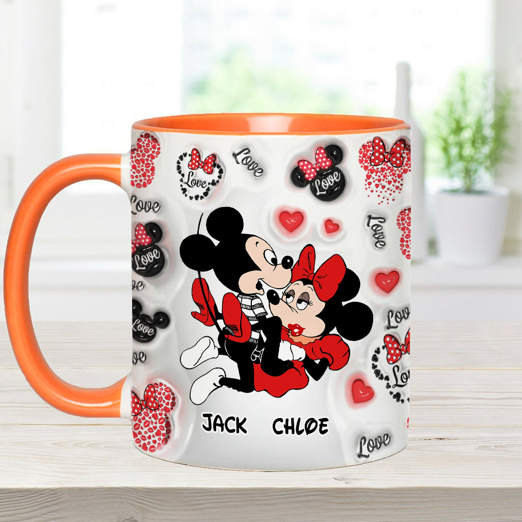 Personalized I Love You Mouse Accent Mug with Custom Names Gift Accent Mug GradoCreations