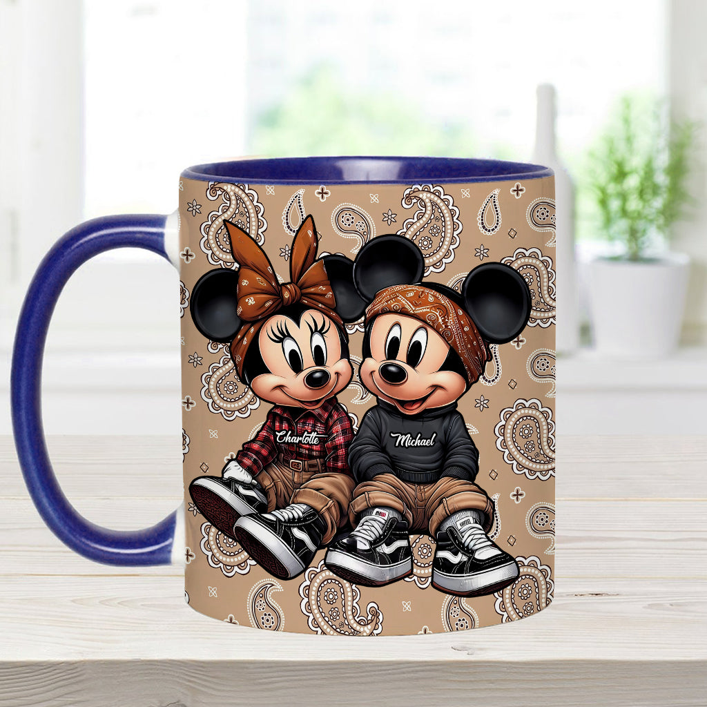 Personalized Mouse Couple Accent Mug Custom Name Gift for Anniversary Accent Mug GradoCreations