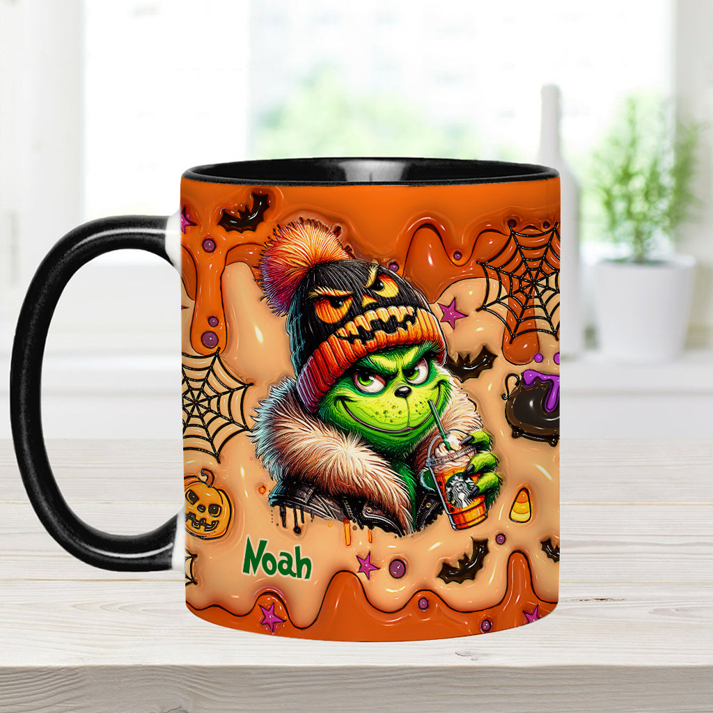 Personalized Halloween Grinch Accent Mug Custom Name Gift Accent Mug GradoCreations