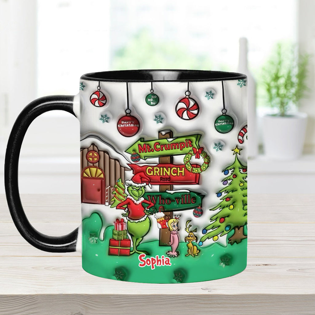 Personalized Christmas Accent Mug Grinch Design Custom Name Gift Accent Mug GradoCreations