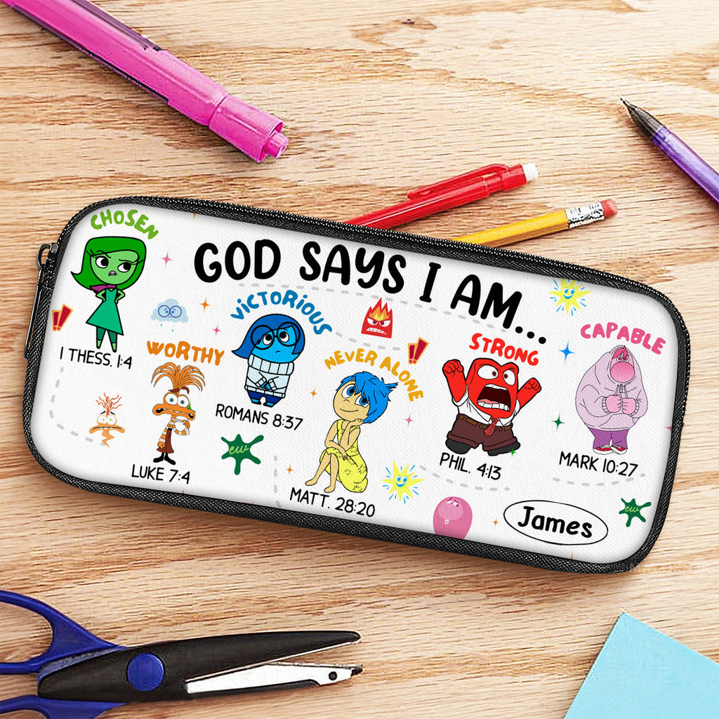 Personalized God Says I Am Pencil Case with Custom Name Gift for Kids Pencil Case GradoCreations