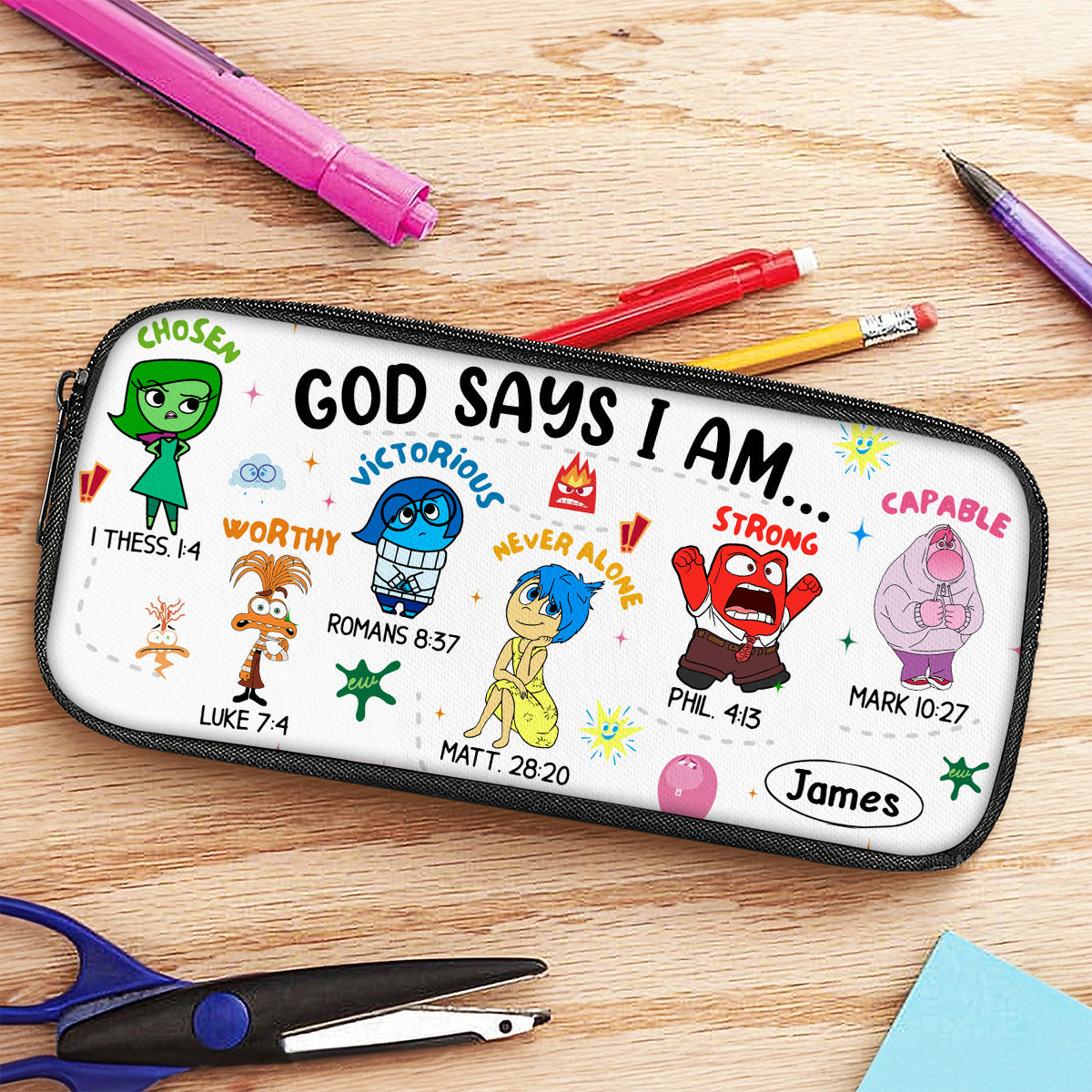 Personalized God Says I Am Pencil Case with Custom Name Gift for Kids Pencil Case GradoCreations