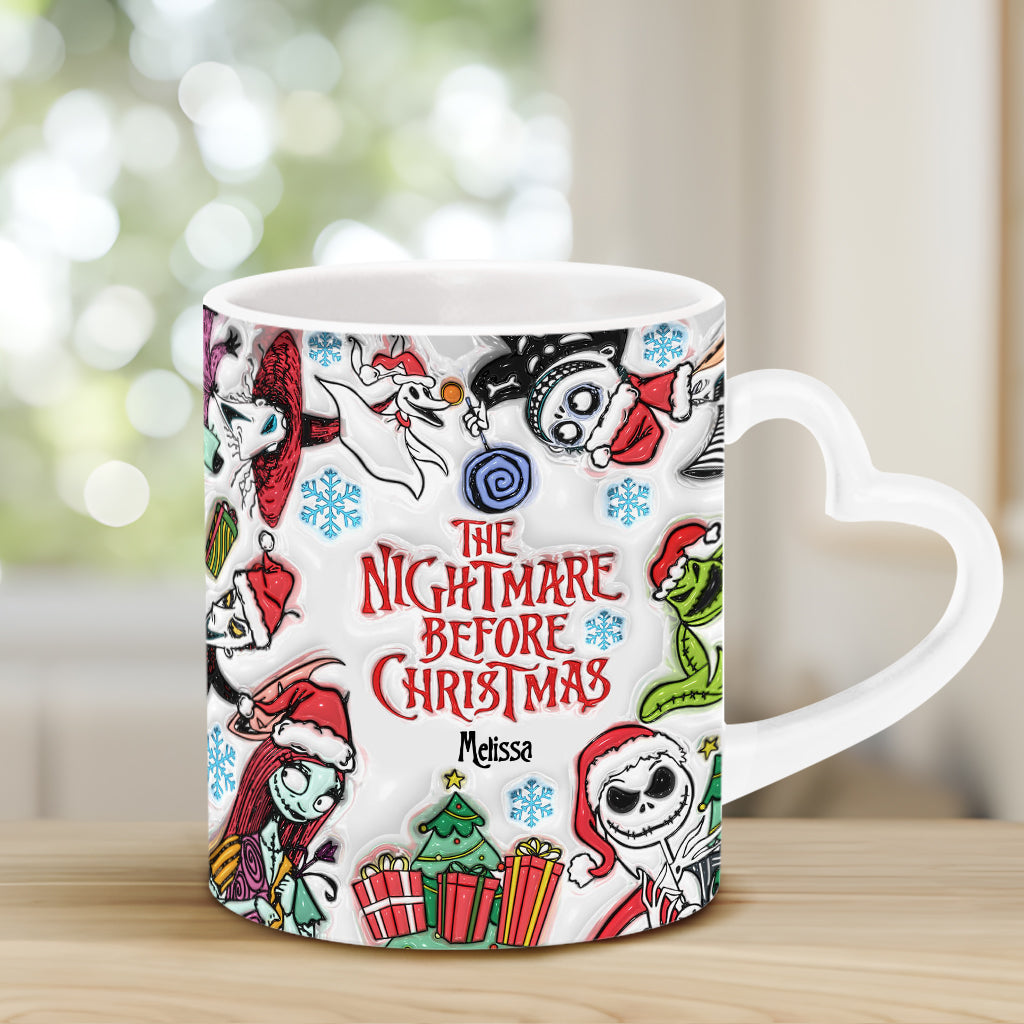 Personalized Nightmare Before Christmas Mug with Heart Handle Heart Handle Mug GradoCreations