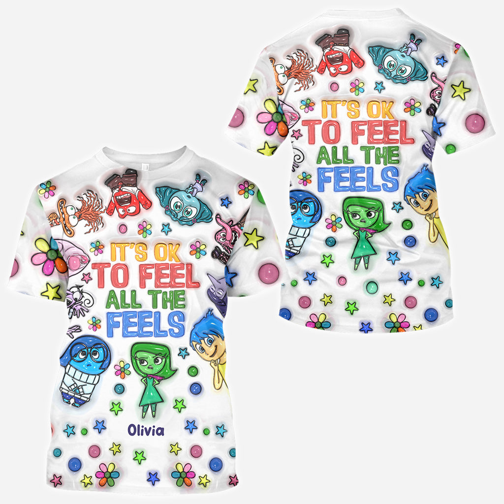 Personalized All Over Shirt with Fun 'All The Feels' Design for Kids All Over Shirt GradoCreations