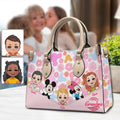 Personalized Leather Handbag Best Grandma Gift with Kids' Faces Leather Handbag GradoCreations