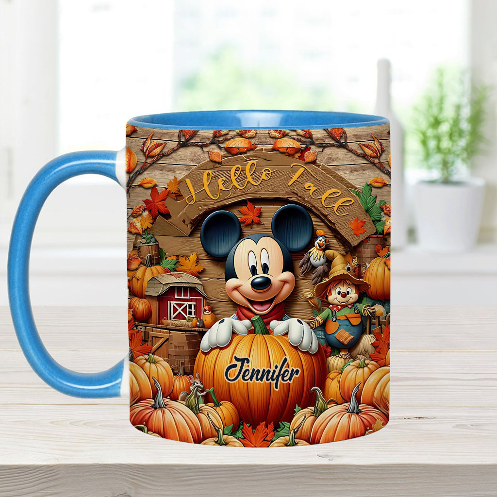 Personalized Hello Fall Accent Mug Custom Name Gift Idea Accent Mug GradoCreations