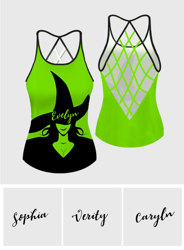 Personalized Witch Cross Tank Top with Custom Name for Halloween Cross Tank Top GradoCreations