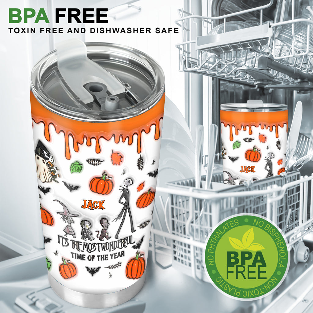 Personalized Halloween Tumbler with Autumn Skeleton Design for Unique Gifts Tumbler GradoCreations