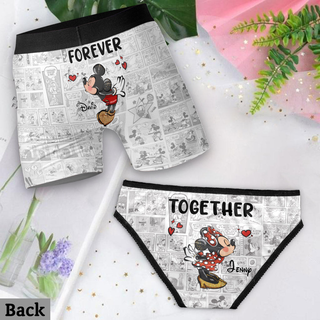 Personalized Lace Border Briefs Set for Couples | Custom Gift Lace Border Women Briefs And Men’s Boxer Briefs GradoCreations