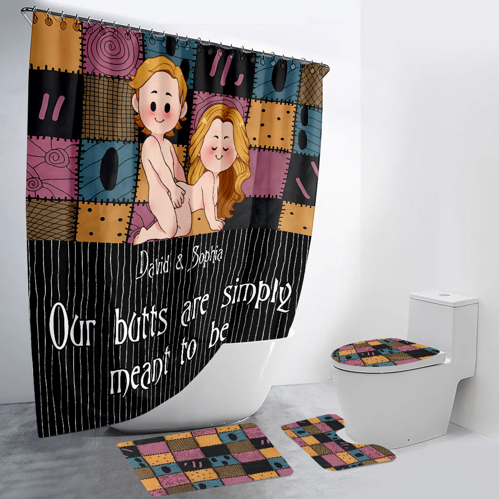 Personalized Nightmare Bathroom Curtain & Mats Set for Couples Bathroom Curtain & Mats Set GradoCreations