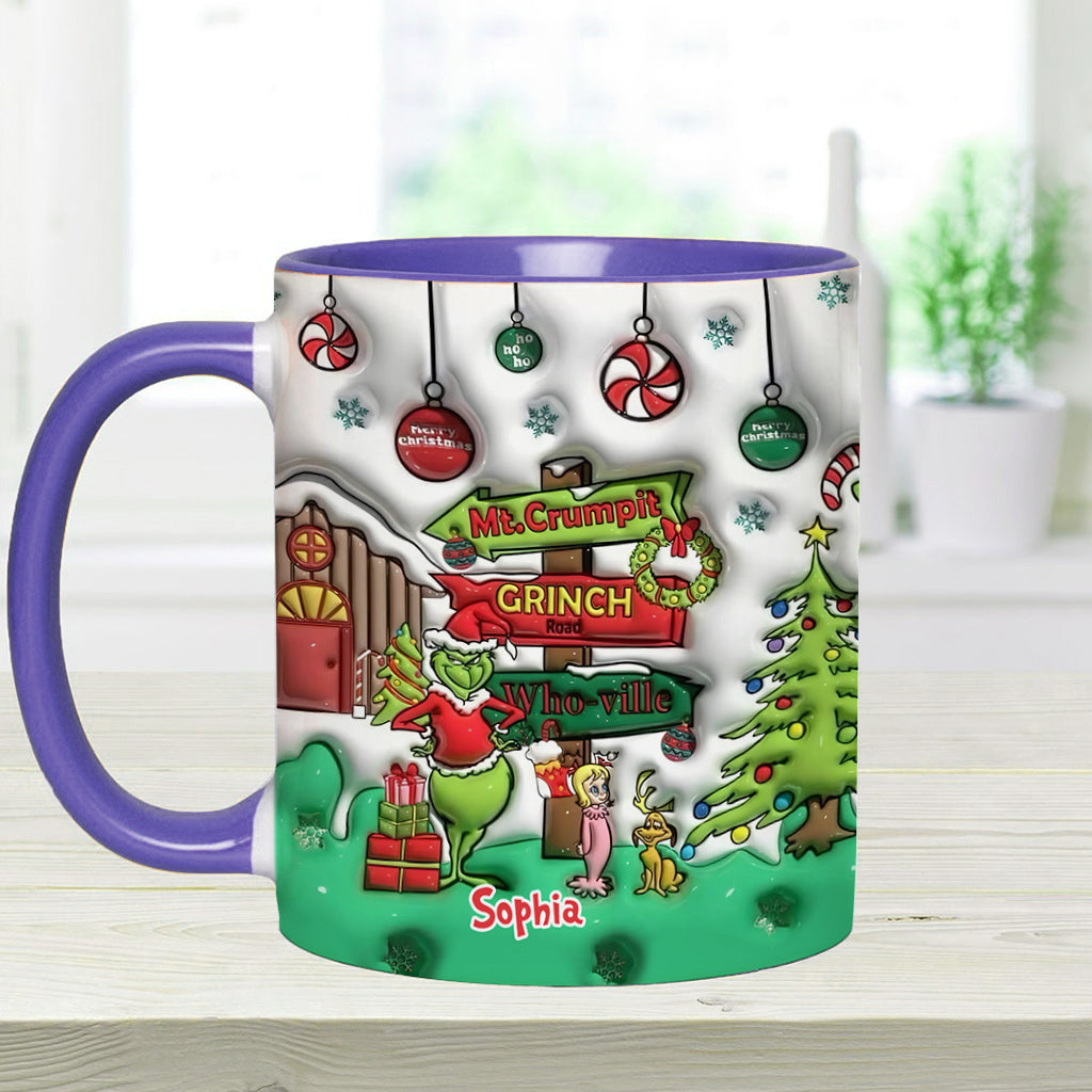 Personalized Christmas Accent Mug Grinch Design Custom Name Gift Accent Mug GradoCreations