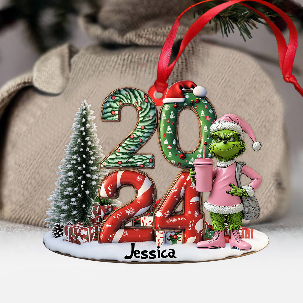 Personalized Grinch Christmas Ornament Custom Shaped Gift 2024 One-sided Custom Shaped Ornament GradoCreations