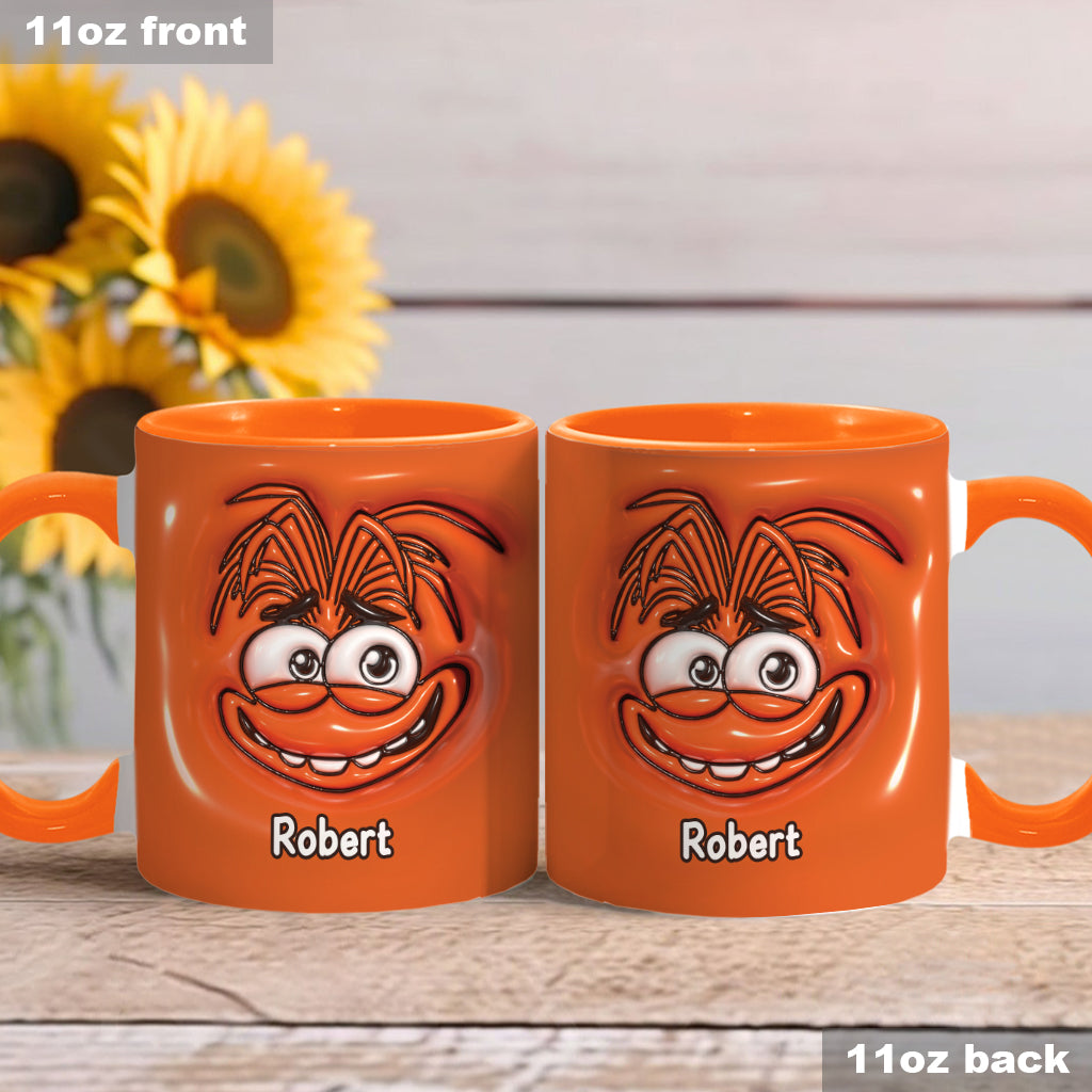 Personalized Two-Tone Accent Mug with Emotive Character - Custom Name Gift Accent Mug GradoCreations