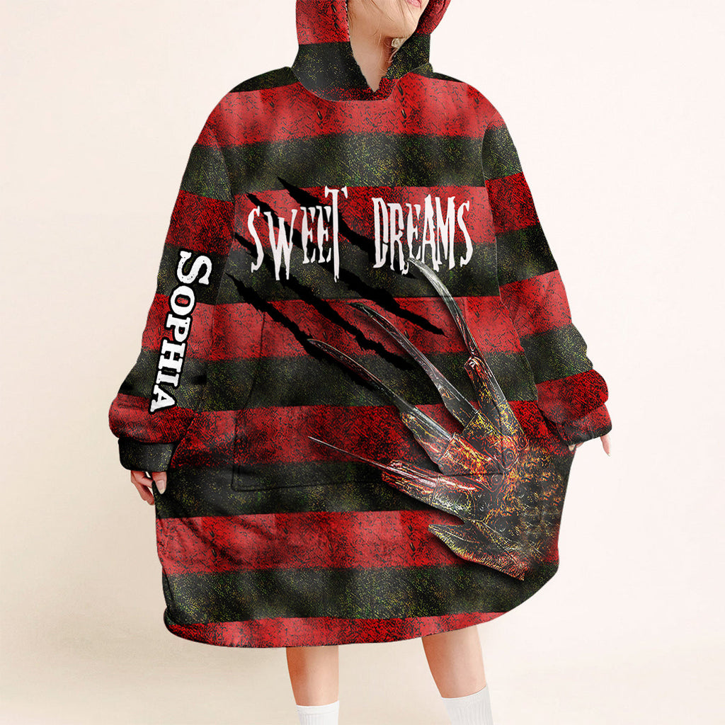 Personalized Sweet Dreams Blanket Hoodie Custom Name Gift for Halloween Blanket Hoodie GradoCreations