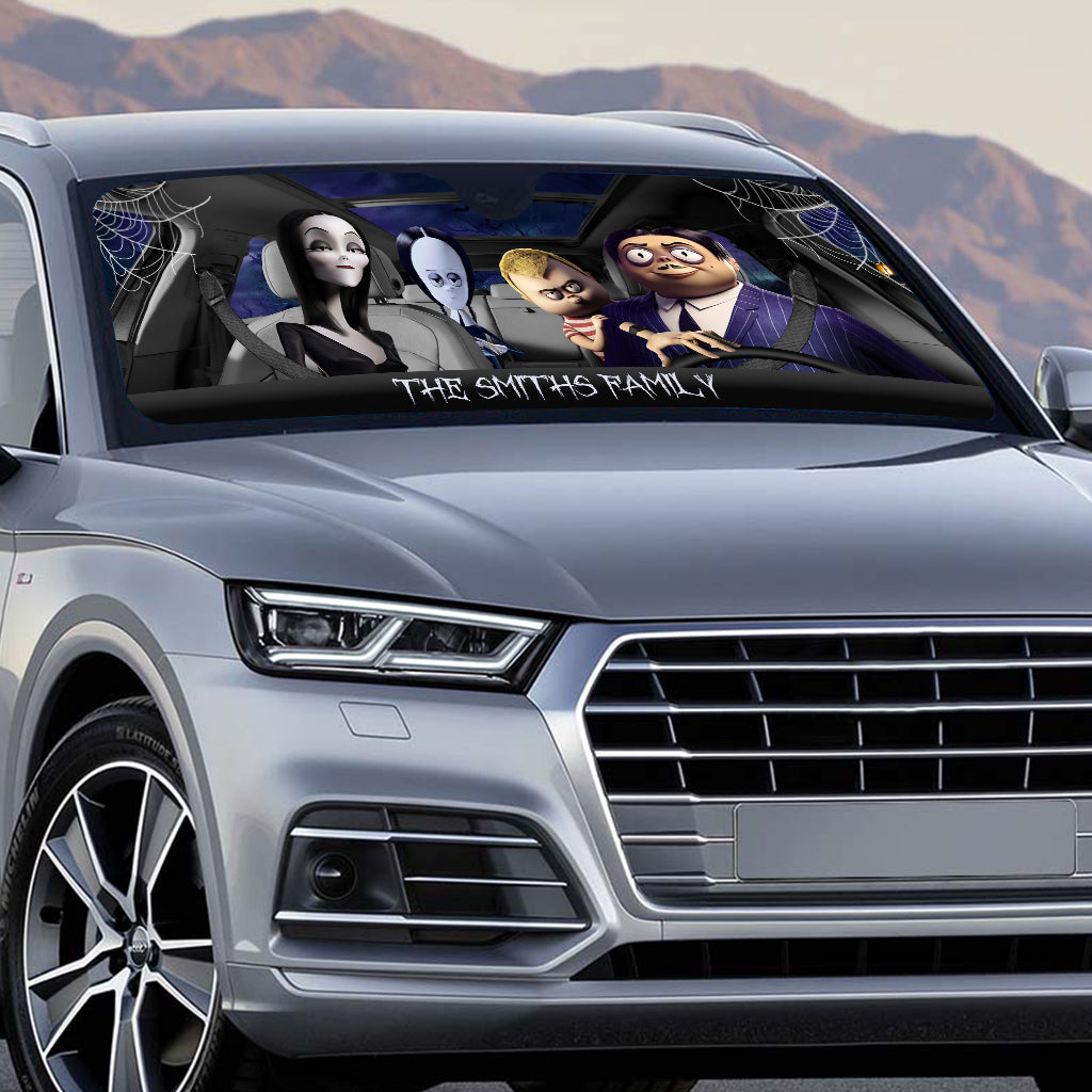 Personalized Halloween Car Sunshade Custom Family Name Gift Car Sunshade GradoCreations