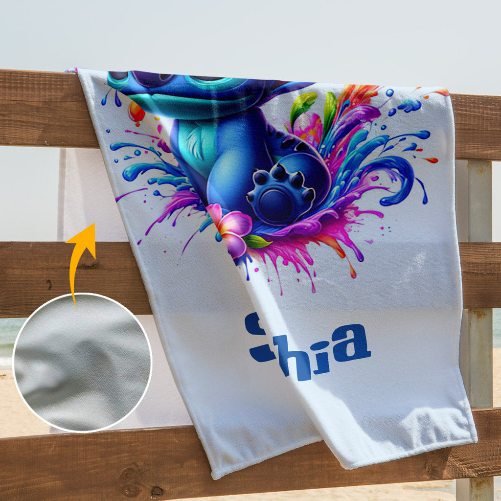 Personalized Ohana Beach Towel Custom Name Gift for Summer Beach Towel GradoCreations