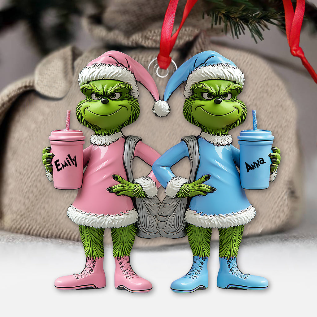 Personalized Grinch Transparent Ornament Custom Gift for Friends One-sided Ornament GradoCreations