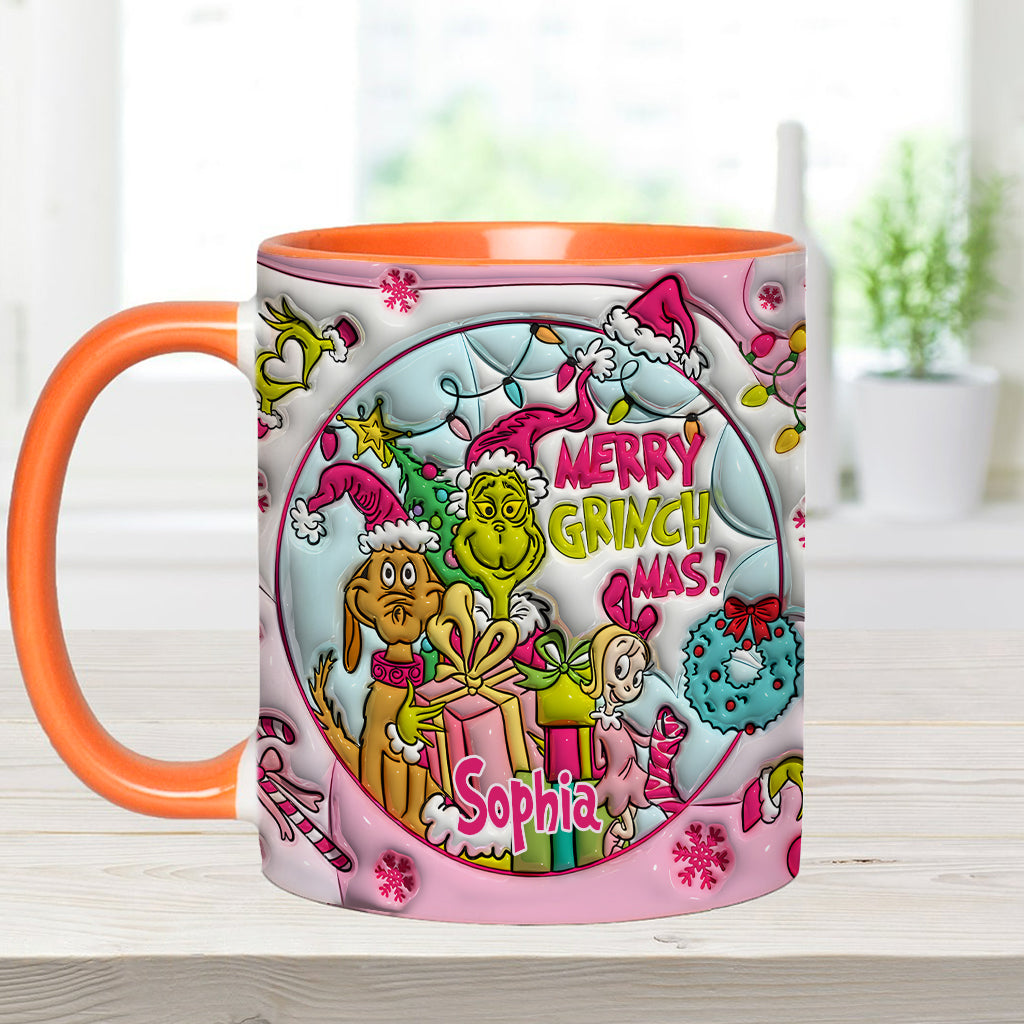 Personalized Merry Grinchmas Accent Mug Custom Name Holiday Gift Accent Mug GradoCreations