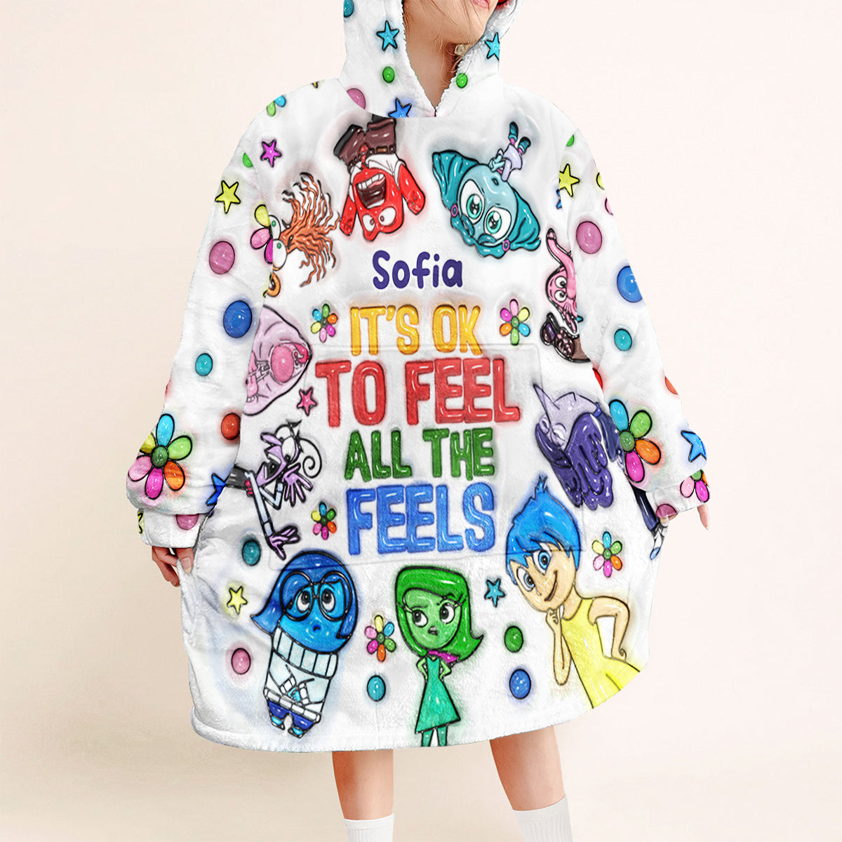 Personalized Hoodie Blanket with Feelings Design for Kids Blanket Hoodie GradoCreations